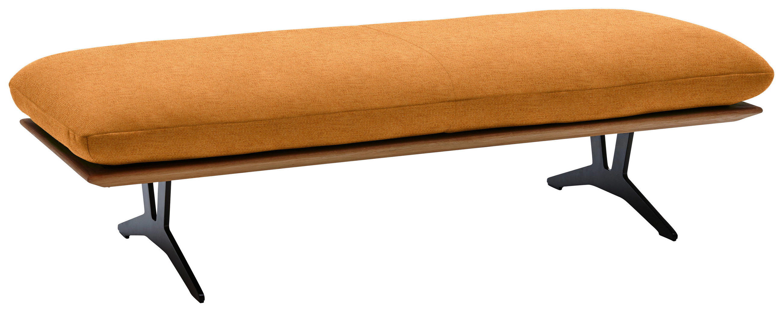 HOCKERBANK in Holz, Textil Currygelb  - Currygelb/Schwarz, Design, Holz/Textil (150/43/60cm) - Dieter Knoll