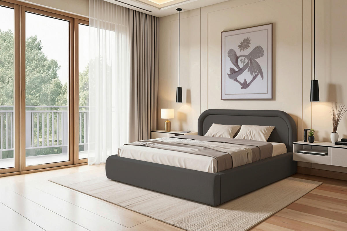 POLSTERBETT Bettkasten, Lattenrost 160/200 cm  in Schwarz  - Eichefarben/Schwarz, MODERN, Holz/Textil (160/200cm) - Livetastic