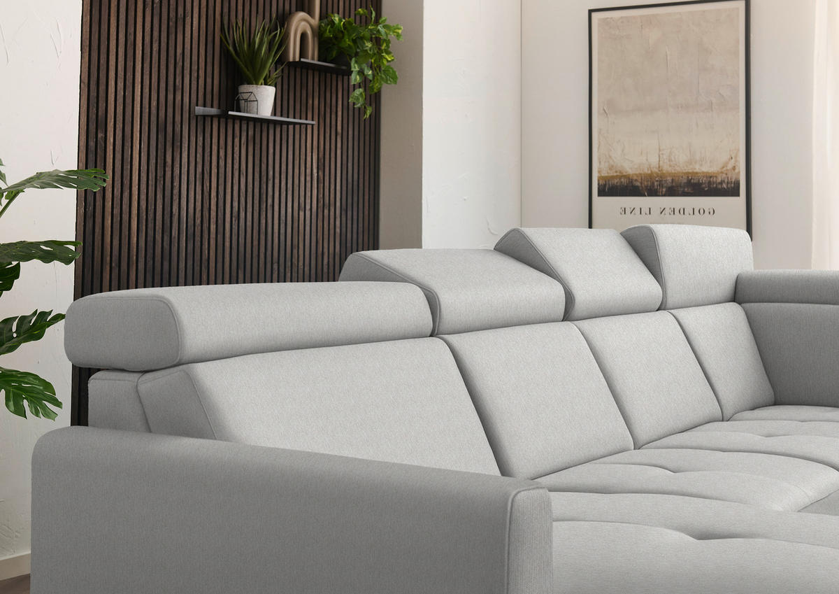 WOHNLANDSCHAFT Flachgewebe Sandfarben  - Sandfarben/Schwarz, Konventionell, Textil/Metall (174/333/215cm) - Beldomo System