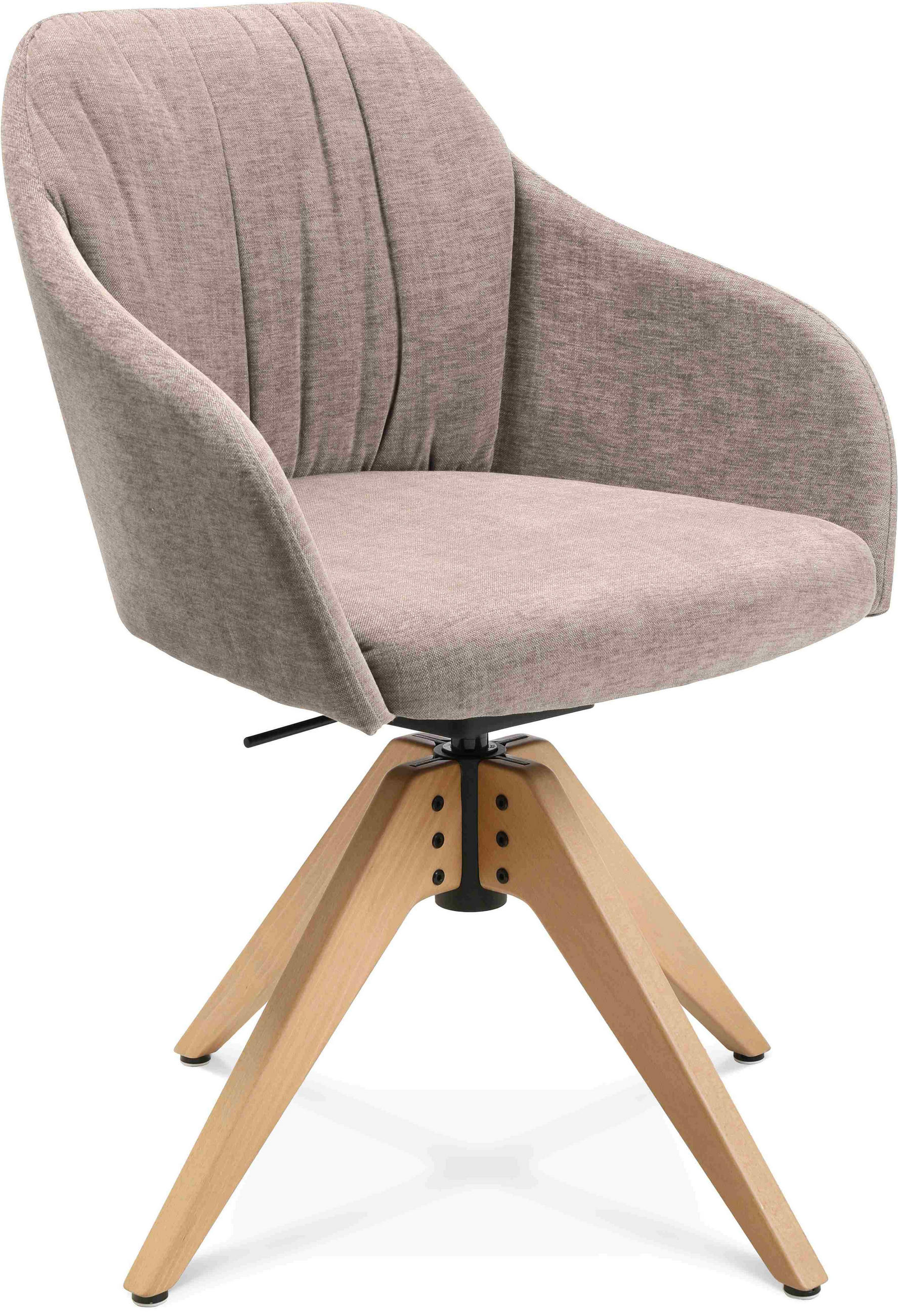 ARMLEHNSTUHL  in Velours  - Ecru/Eichefarben, Design, Holz/Textil (58/82,5-85,2/60cm) - Johann Jakob