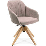 ARMLEHNSTUHL  in Velours  - Ecru/Eichefarben, Design, Holz/Textil (58/82,5-85,2/60cm) - Johann Jakob