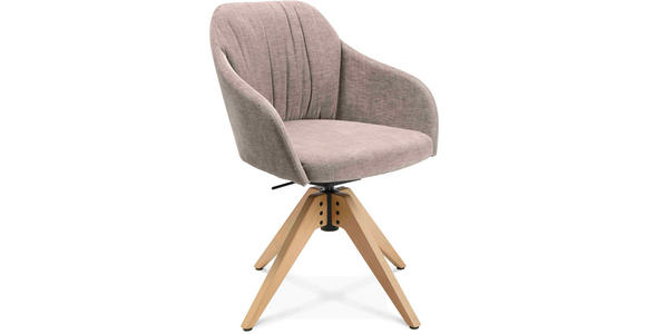 ARMLEHNSTUHL in Velours - Ecru/Eichefarben, Design, Holz/Textil (58/82,5-85,2/60cm) - Johann Jakob