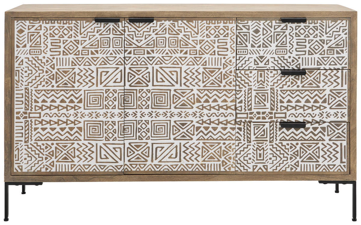 SIDEBOARD  in 145/85/40 cm  - Schwarz/Weiß, Natur, Holz/Metall (145/85/40cm) - Livetastic