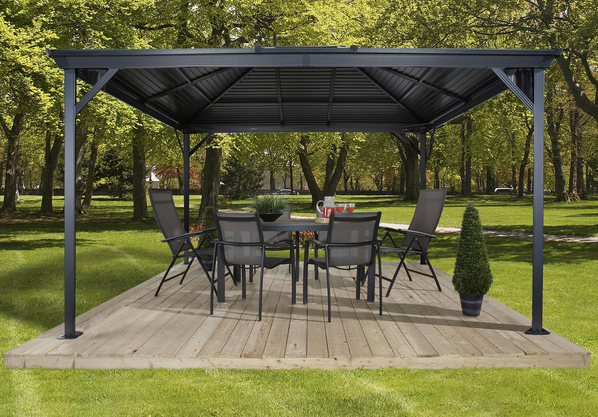 PAVILLON 296/261/423 cm Aluminium  - Anthrazit, Basics, Metall (296/261/423cm) - Ambia Garden