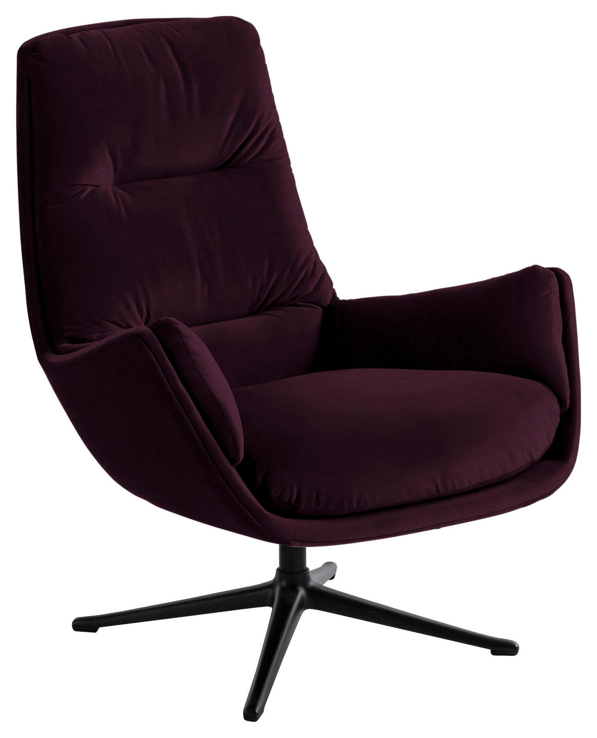 SESSEL in Samt Brombeere  - Brombeere/Schwarz, Design, Textil/Metall (83/94/97cm) - home24