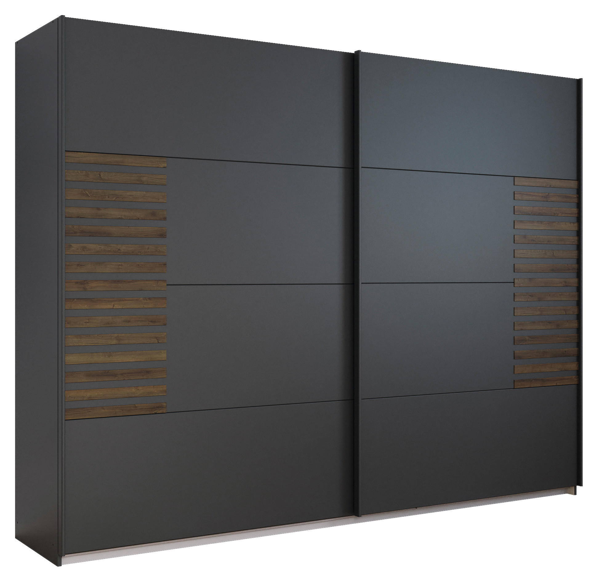 SCHWEBETÜRENSCHRANK 271/210/62 cm,  in Dunkelgrau, Eiche dunkel, 2 Tür(en)  - Eiche dunkel/Dunkelgrau, MODERN, Holzwerkstoff/Metall (271/210/62cm) - Rauch Möbel