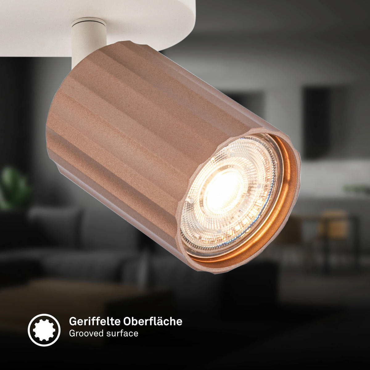 STRAHLER 28/8,5/8,5 cm   - Hellgrau/Cappuccino, Design, Kunststoff/Metall (28/8,5/8,5cm) - Briloner