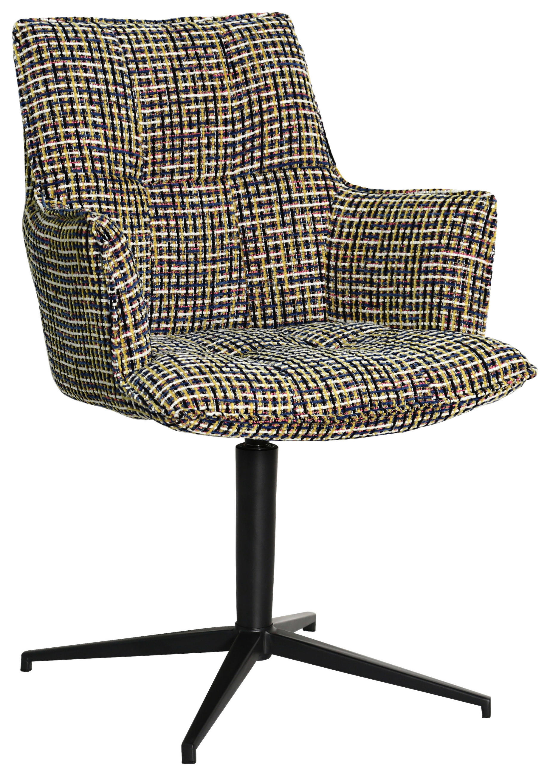 ARMLEHNSTUHL  in Eisen Chenille  - Blau/Gelb, Design, Textil/Metall (59,5/87,5/62,5cm) - Novel