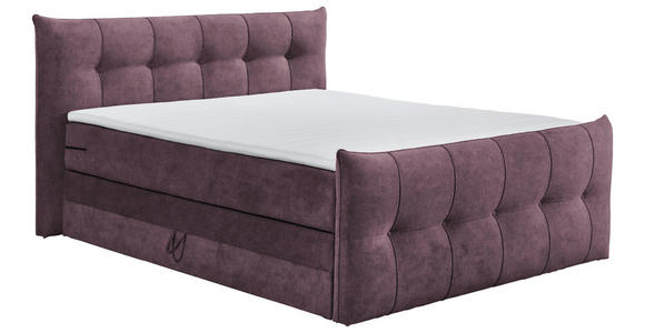 BOXSPRINGBETT 180/200 cm  in Aubergine  - Aubergine/Schwarz, KONVENTIONELL, Kunststoff/Textil (180/200cm) - Esposa