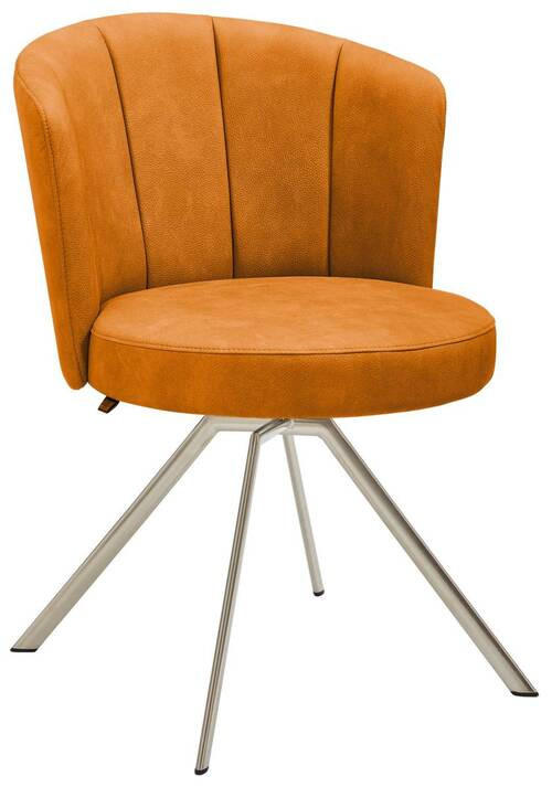STUHL Mikrofaser Edelstahlfarben, Cognac  - Edelstahlfarben/Cognac, Design, Textil/Metall (62/83/64cm) - Venjakob
