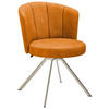 STUHL Mikrofaser Edelstahlfarben, Cognac  - Edelstahlfarben/Cognac, Design, Textil/Metall (62/83/64cm) - Venjakob