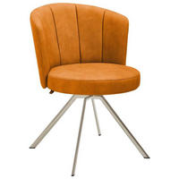 STUHL drehbar Mikrofaser Edelstahlfarben, Cognac  - Edelstahlfarben/Cognac, Design, Textil/Metall (62/83/64cm) - Venjakob