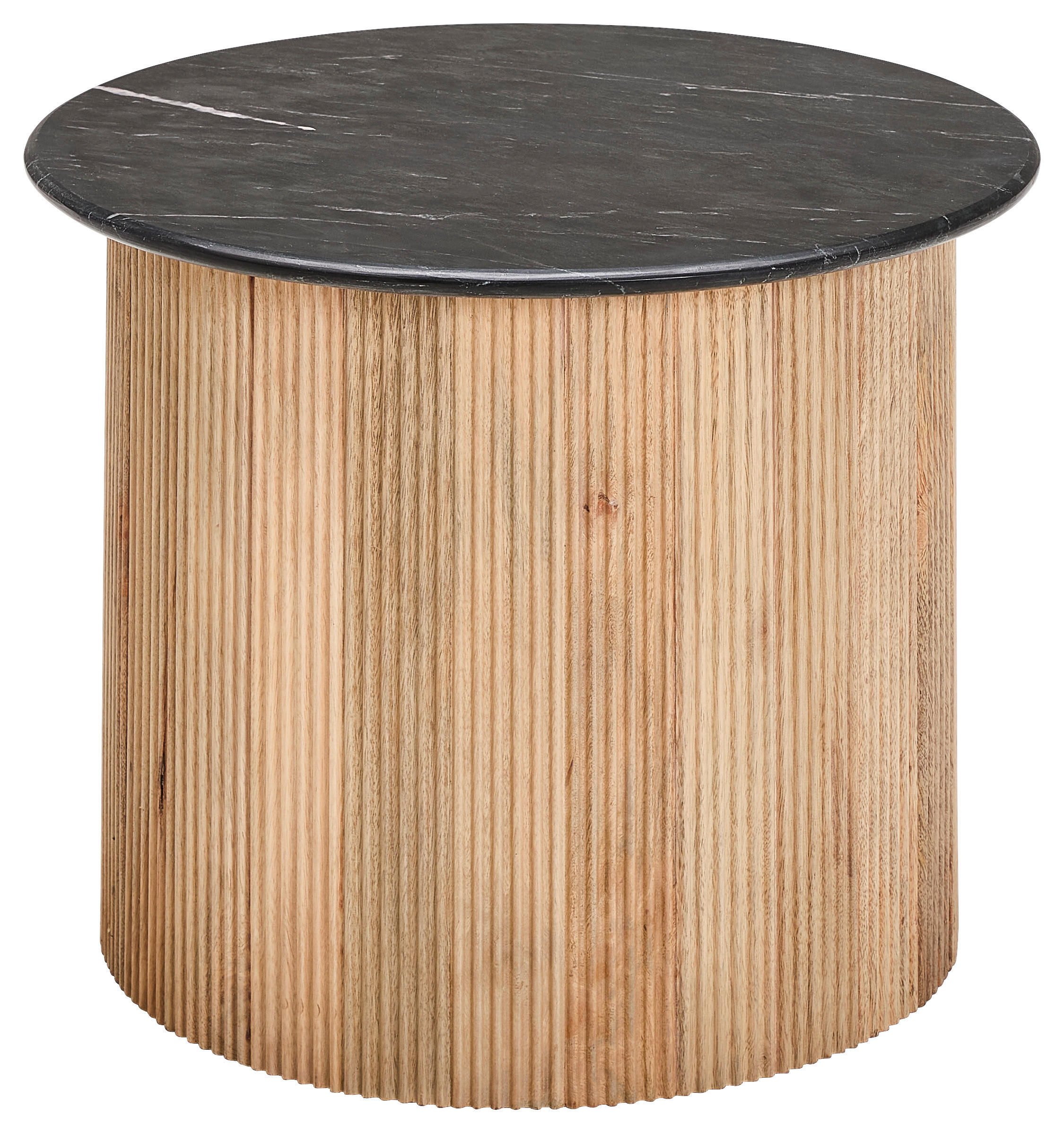 COUCHTISCH Mangoholz vollmassiv rund Naturfarben, Schwarz  - Schwarz/Naturfarben, Design, Holz/Stein (60/45/60cm) - Livetastic