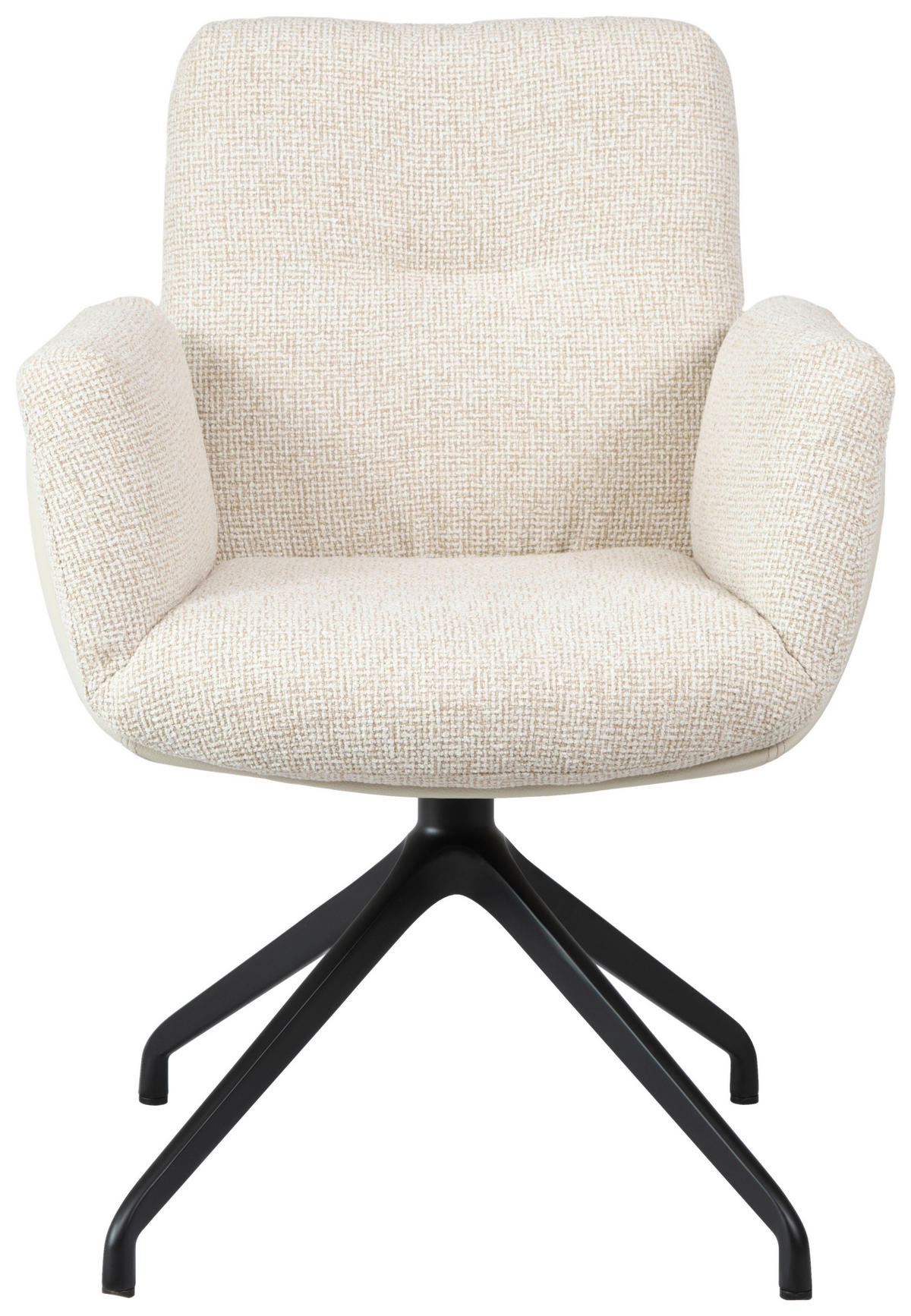 ARMLEHNSTUHL  Sitzfläche 360° drehbar, automatische Rückholfunktion Webstoff  Beige, Schwarz  - Beige/Schwarz, Design, Textil/Metall (62/89/66,5cm) - Johann Jakob