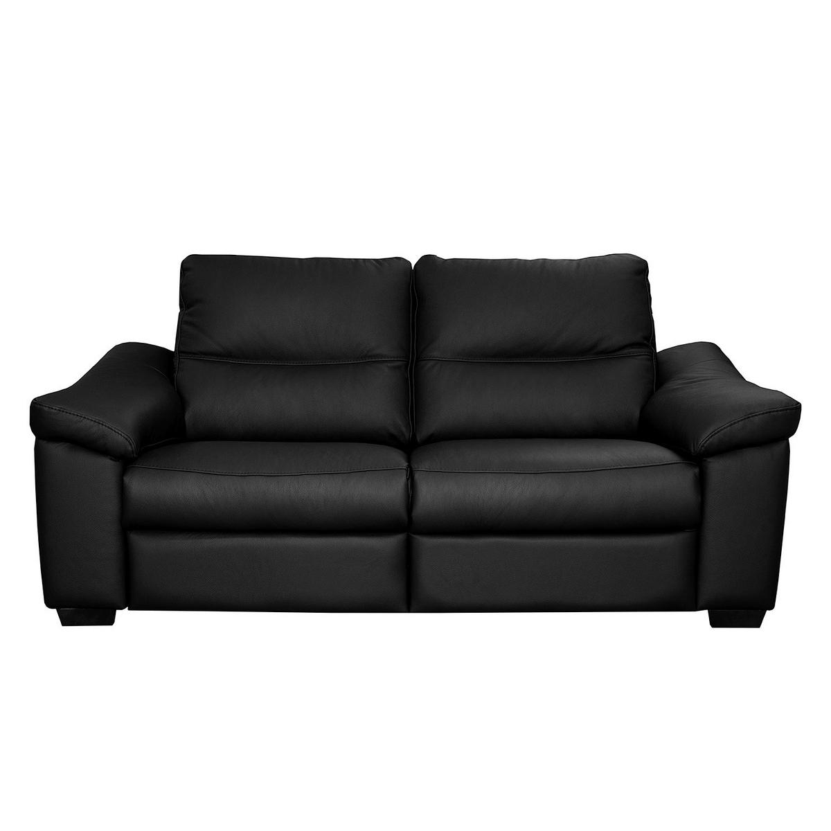 2-SITZER-SOFA  in Echtleder Schwarz   - Schwarz, Design, Leder/Holz (174/97/97cm) - Livetastic