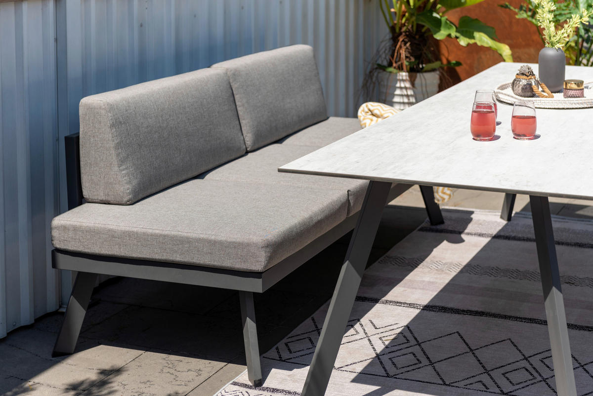 3-SITZER-BANK 180/82/80,1 cm Flachgewebe Dunkelgrau  - Dunkelgrau, MODERN, Textil/Metall (180/82/80,1cm) - Amatio