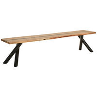 SITZBANK Schwarz, Akaziefarben Akazie vollmassiv  - Schwarz/Akaziefarben, LIFESTYLE, Holz/Metall (200/40/45cm) - Landscape