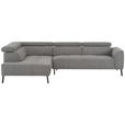 ECKSOFA Grau Feincord  - Schwarz/Grau, Design, Textil/Metall (205/280cm) - Xora