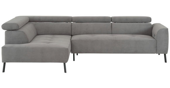 ECKSOFA Grau Feincord - Schwarz/Grau, Design, Textil/Metall (205/280cm) - Xora