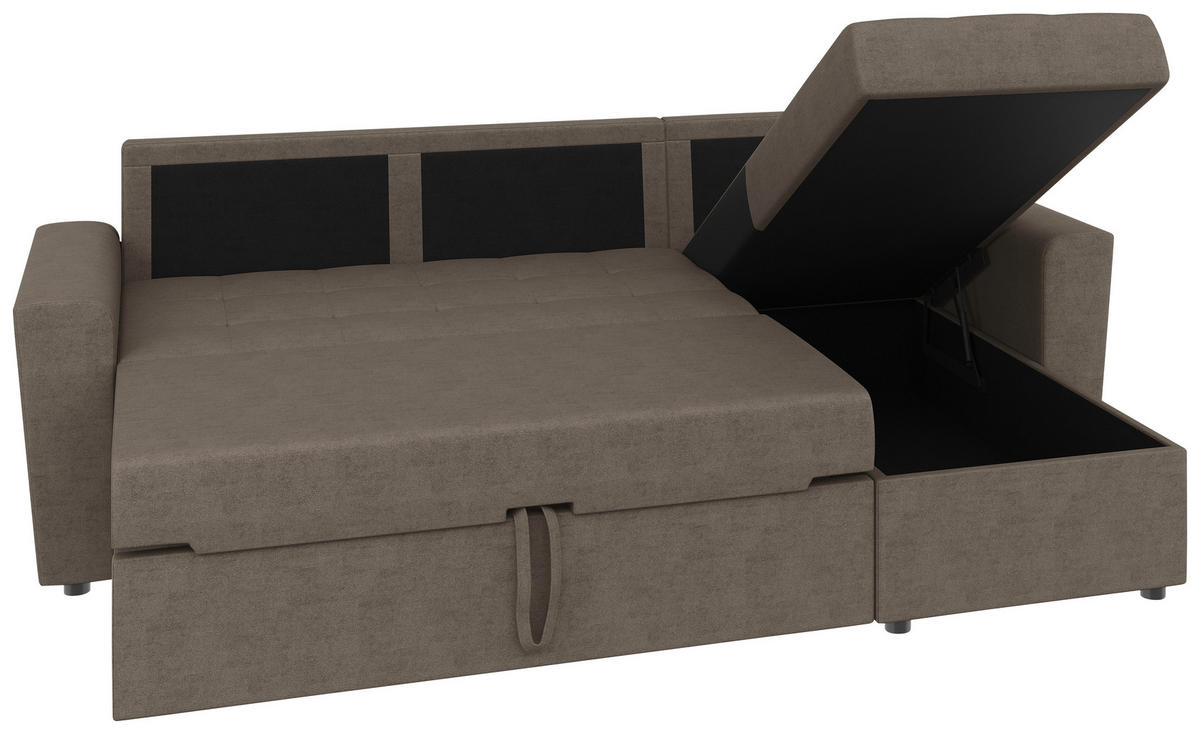 ECKSOFA TERMOLI in Jacquard Taupe  231/155 cm  - Taupe/Schwarz, Design, Kunststoff/Textil (231/155cm) - MID.YOU