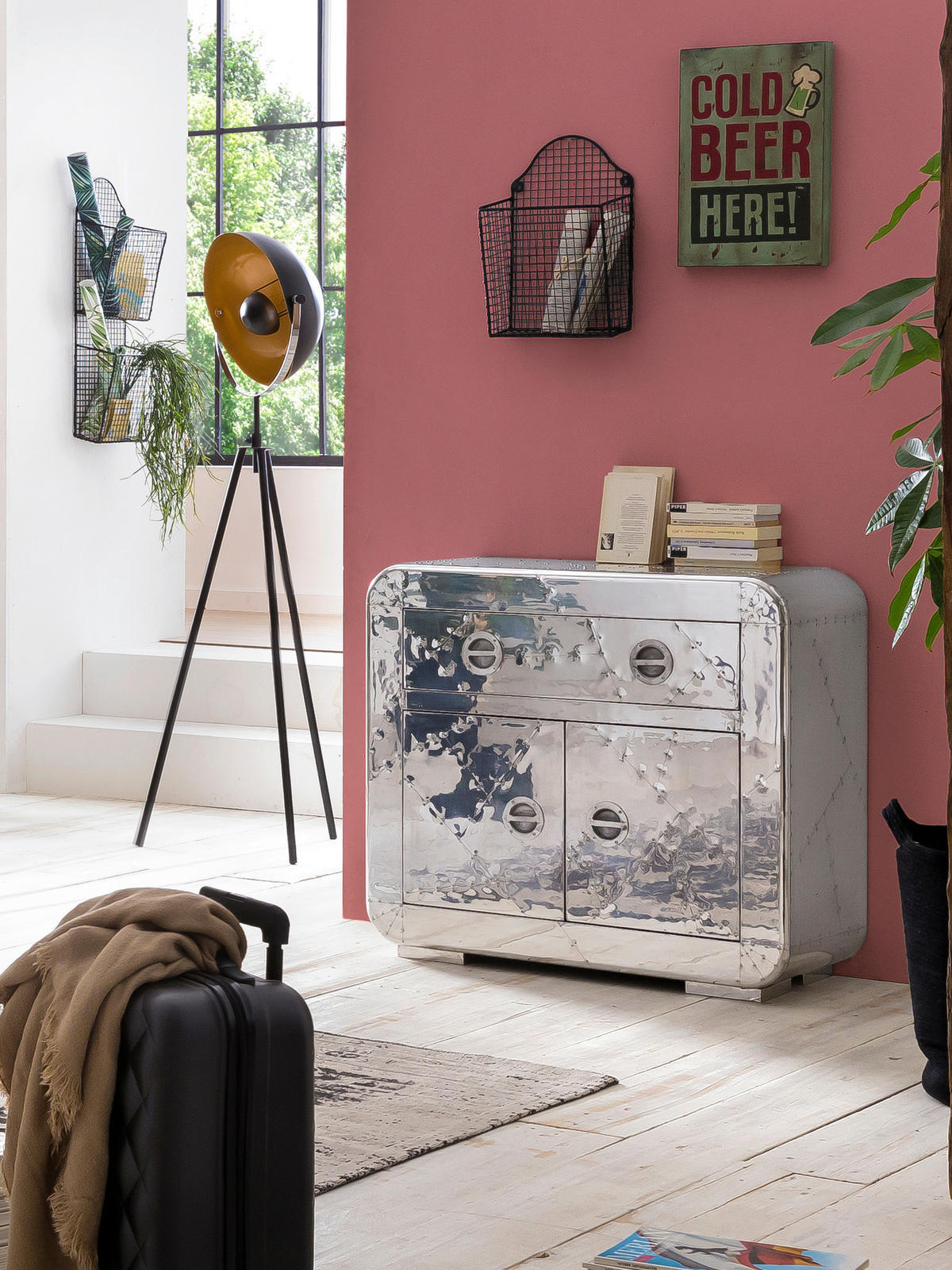 KOMMODE , 90/80/40 cm, 1 Schublade(n)  - Silberfarben, Design, Holz/Holzwerkstoff (90/80/40cm) - MID.YOU