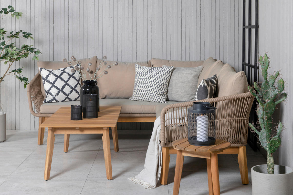 LOUNGEGRUPP 210/160 cm akacia aluminium  - beige/akaciefärgad, Klassisk, metall/trä (210/160cm) - Gardenson