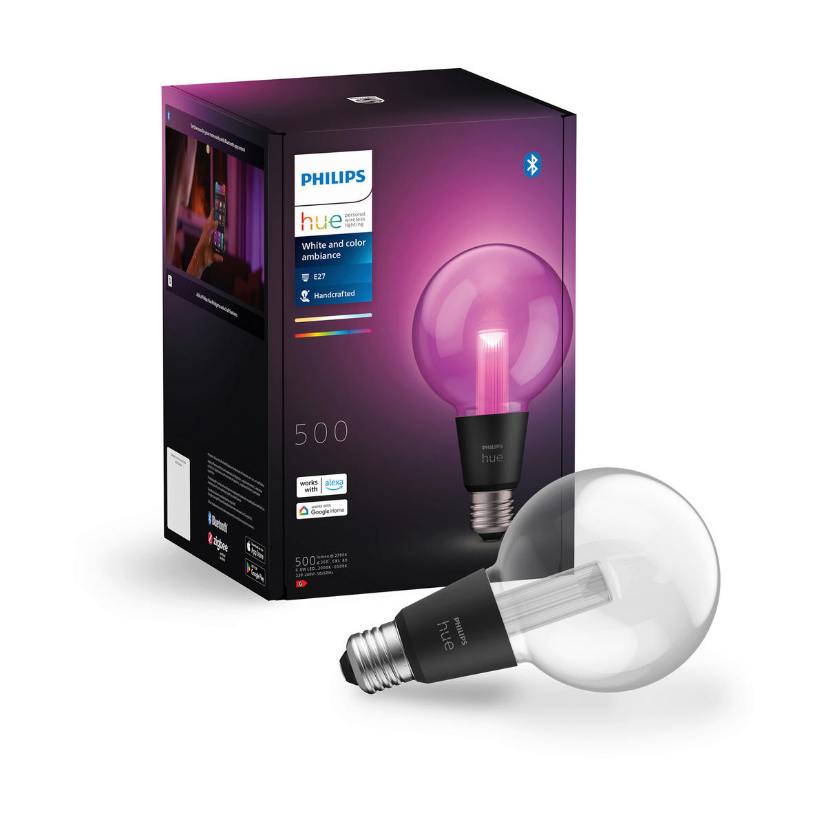 LED-LEUCHTMITTEL   E27 6,8 W  - Schwarz, Basics, Glas (9,5/16,5/14,6cm) - Philips HUE