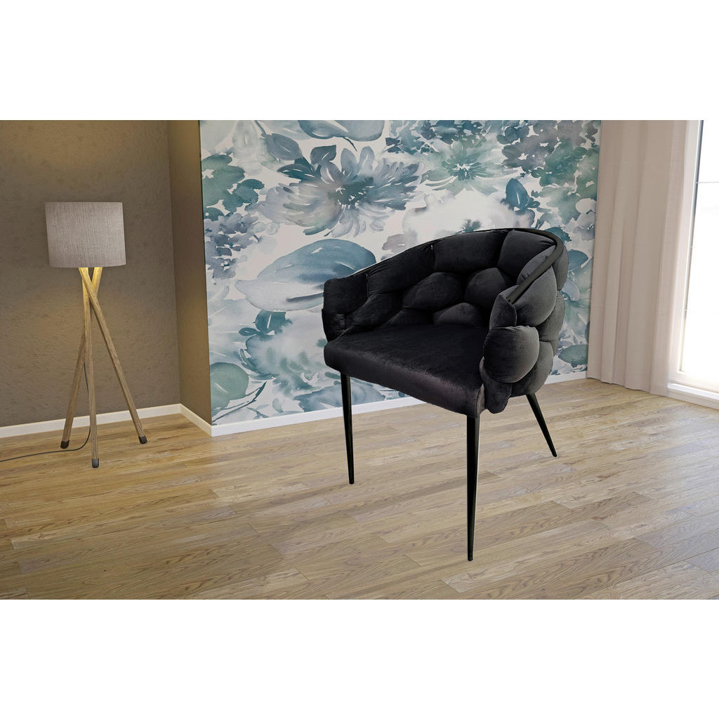 Thumbnail - Kayoom Armlehnstuhl-Set, Schwarz, Textil, Rundrohr, 65x79x61 cm, Esszimmer, Stühle, Esszimmerstühle, Esszimmerstühle-Set