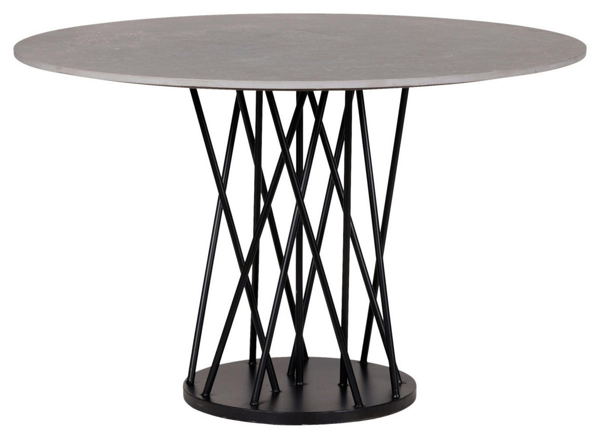 ESSTISCH 120/120/76 cm  Metall, Keramik rund Grau, Schwarz  - Schwarz/Grau, Design, Keramik/Metall (120/120/76cm) - Stylife
