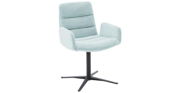 ARMLEHNSTUHL in Cord - Schwarz/Hellblau, Design, Textil/Metall (61/88/66cm) - Dieter Knoll