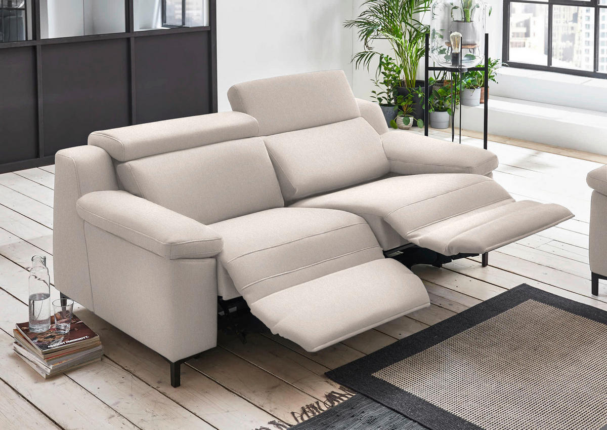 2,5-SITZER in Chenille Beige  - Beige/Schwarz, Design, Textil/Metall (188/84-104/104cm) - Valdera