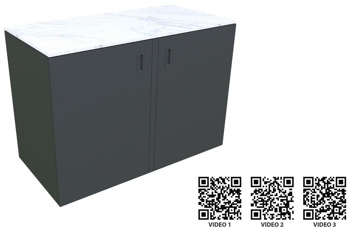 OUTDOORKÜCHE - Anthrazit, Basics, Stein/Metall (126/92/63cm)