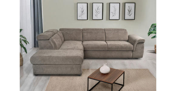 ECKSOFA Taupe Flachgewebe  - Taupe/Schwarz, KONVENTIONELL, Kunststoff/Textil (235/280cm) - Carryhome