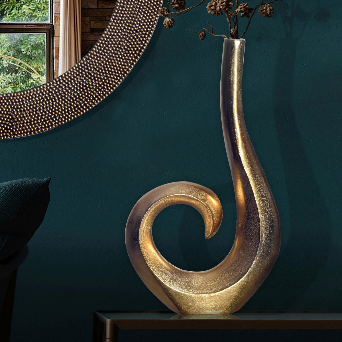 DEKOVASE  - Goldfarben, Design, Metall (26/47/8cm) - Livetastic