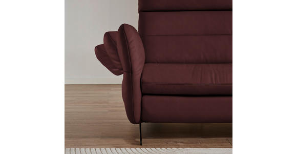 ECKSOFA in Echtleder Bordeaux  300/157 cm  - Bordeaux/Schwarz, Design, Leder/Metall (300/157cm) - Dieter Knoll