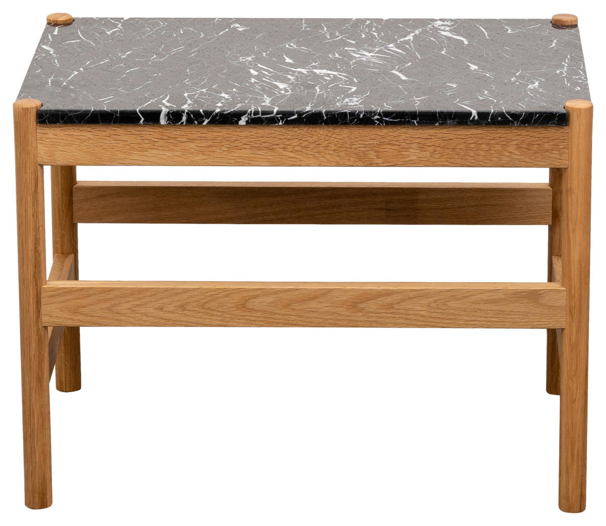 COUCHTISCH Eiche massiv Schwarz  - Schwarz/Naturfarben, MODERN, Holz/Stein (60/42/40cm) - MID.YOU