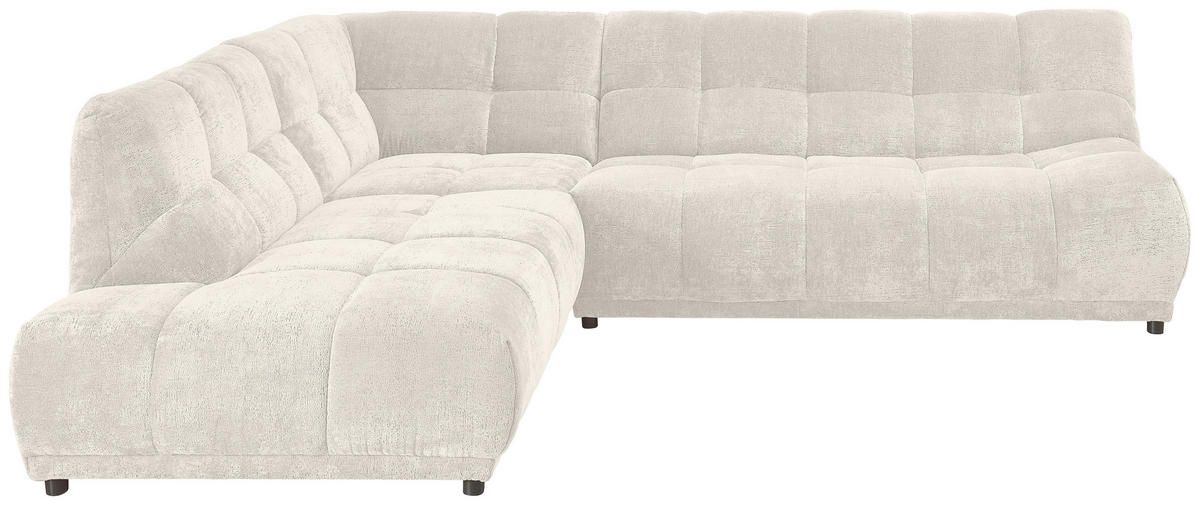 ECKSOFA ITALIA in Chenille Creme  250/284 cm  - Creme/Schwarz, MODERN, Kunststoff/Textil (250/284cm) - Livetastic