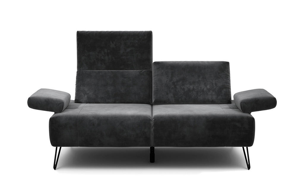 2-SITZER-SOFA Samt Anthrazit  - Anthrazit/Schwarz, Design, Textil/Metall (164-194/85/86-94cm) - SENSOO