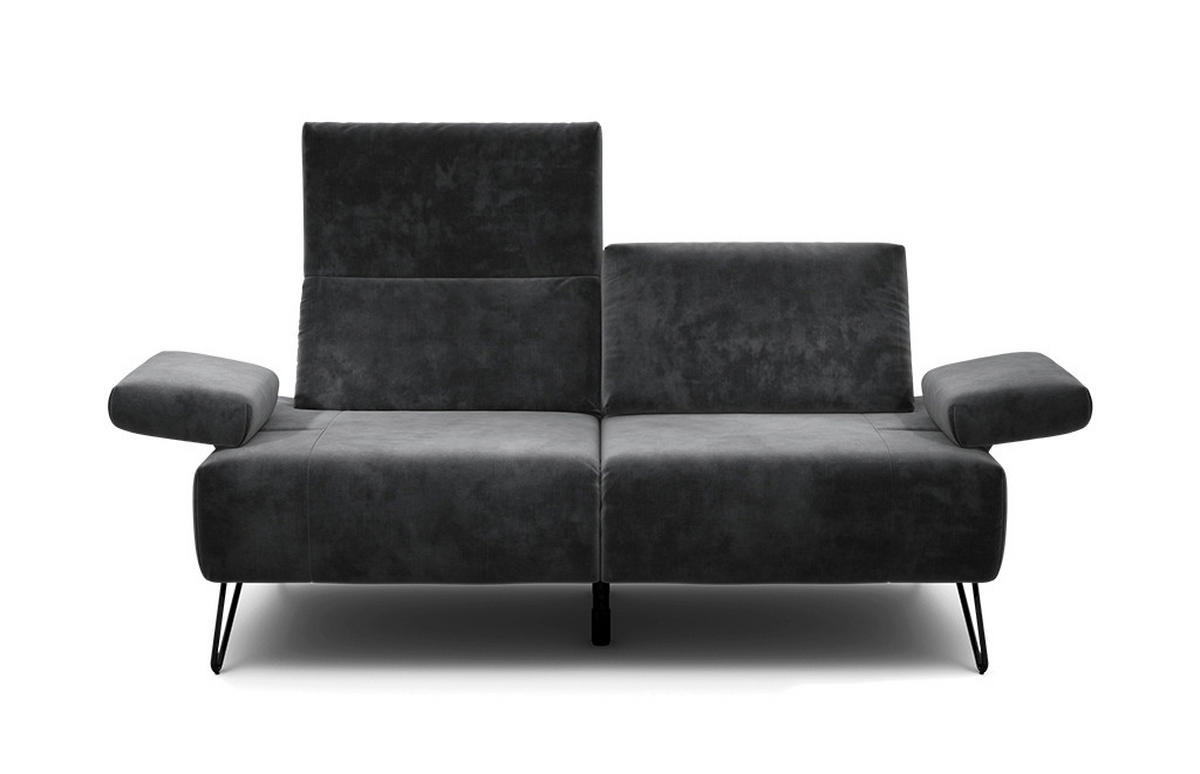 2-SITZER-SOFA Samt Anthrazit  - Anthrazit/Schwarz, Design, Textil/Metall (164-194/85/86-94cm) - SENSOO