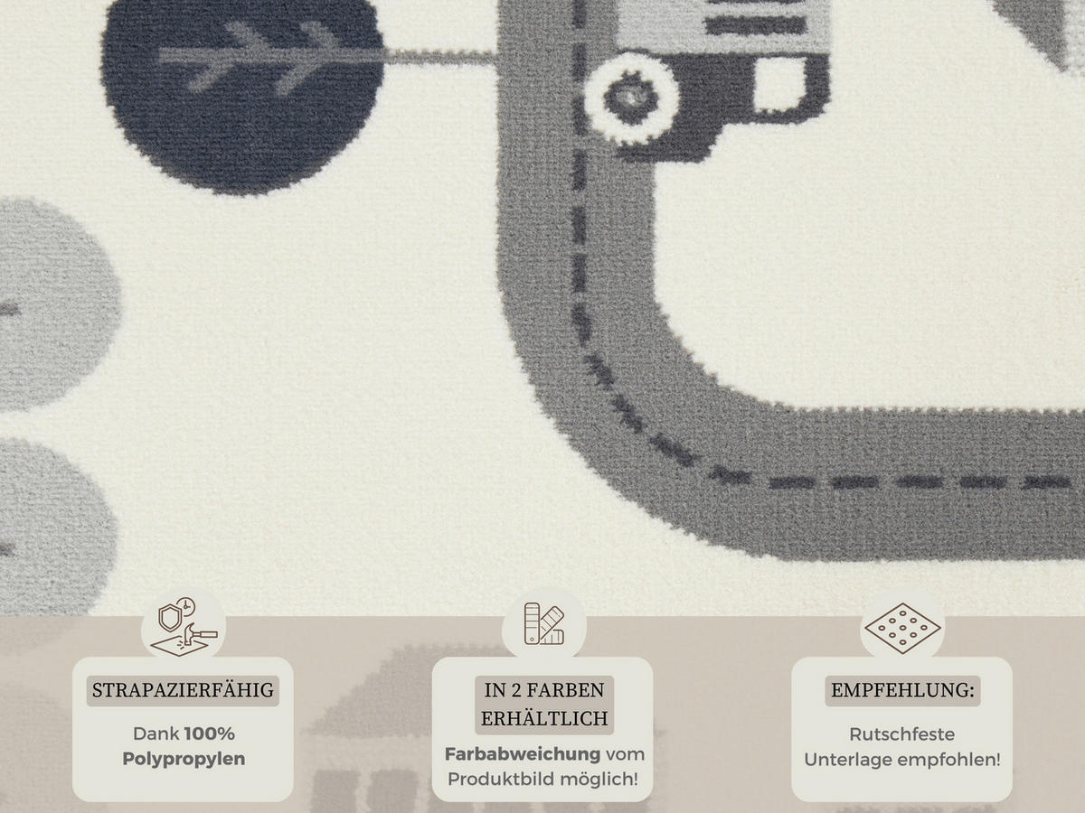 SPIELTEPPICH 80/150 cm Adventures  - Creme/Grau, Design, Kunststoff/Textil (80/150cm) - Hanse Home