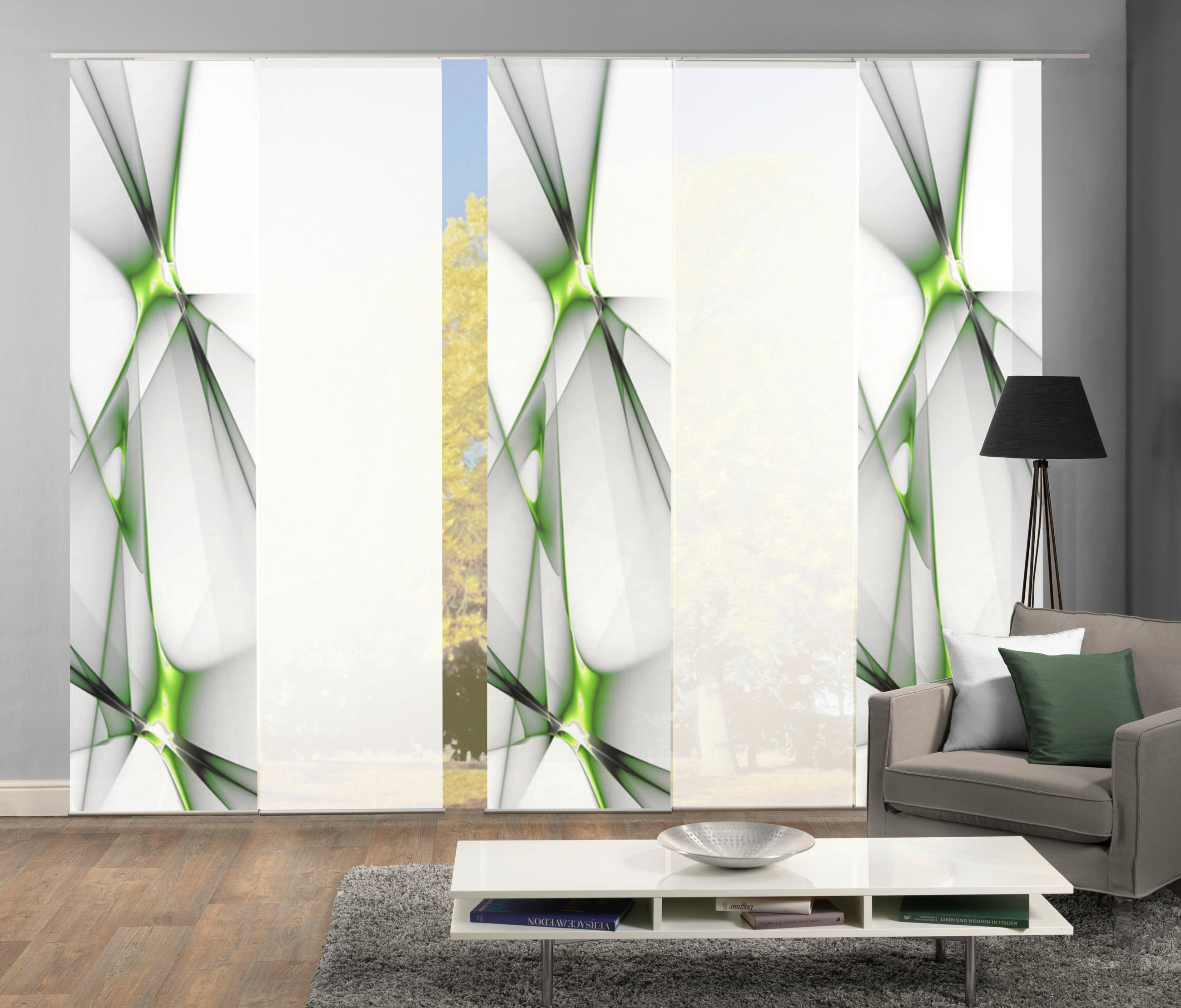 FLÄCHENVORHANG FRANKLIN, 5-TLG  5 Stück    60/245 cm  - Hellgrün, Basics, Textil (60/245cm)