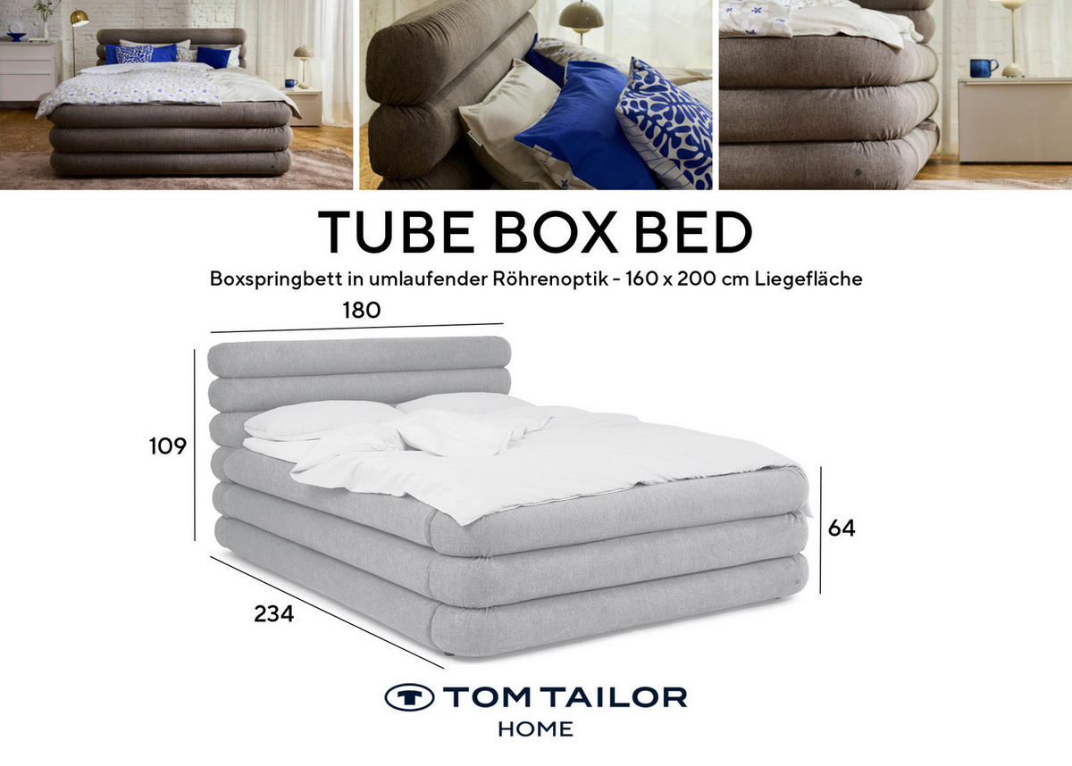 BOXSPRINGBETT 160/200 cm,  in Braun, Topper, Matratzen, H3 = fest  - Schwarz/Braun, Design, Kunststoff/Textil (160/200cm) - Tom Tailor