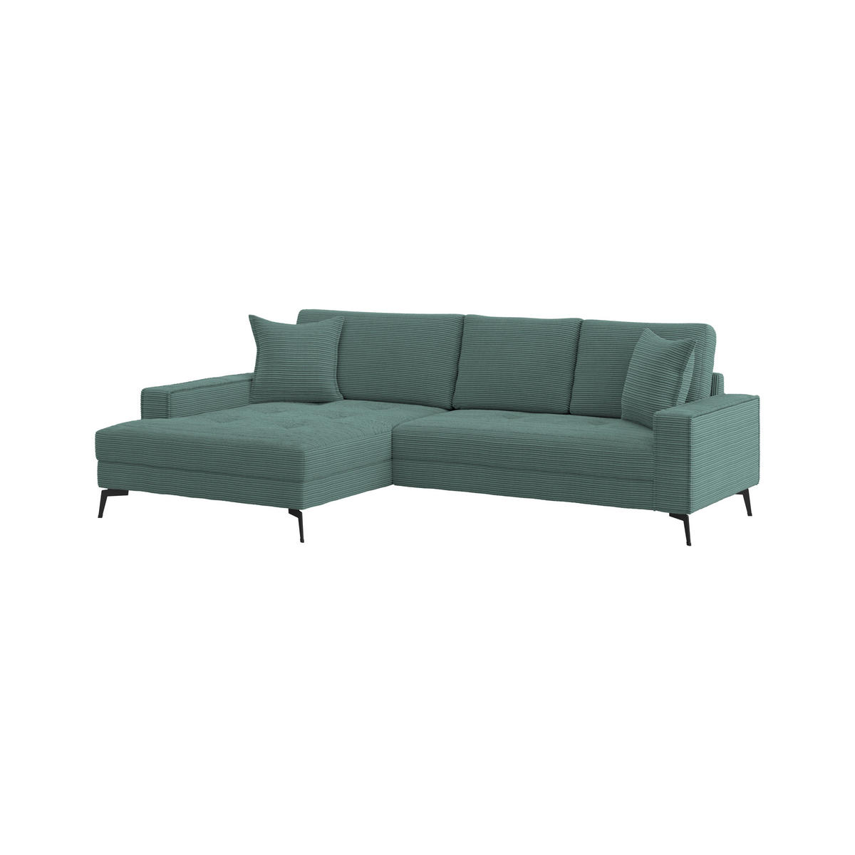 ECKSOFA ZERO Azurblau Cord Zierkissen, Rückenkissen  - Azurblau/Schwarz, Trend, Textil/Metall (173/286cm) - Livetastic