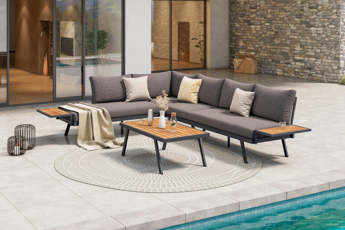 Set Mobilier De Grădină  - antracit/gri, Modern, metal (195/72/74,5cm) - Ambia Garden