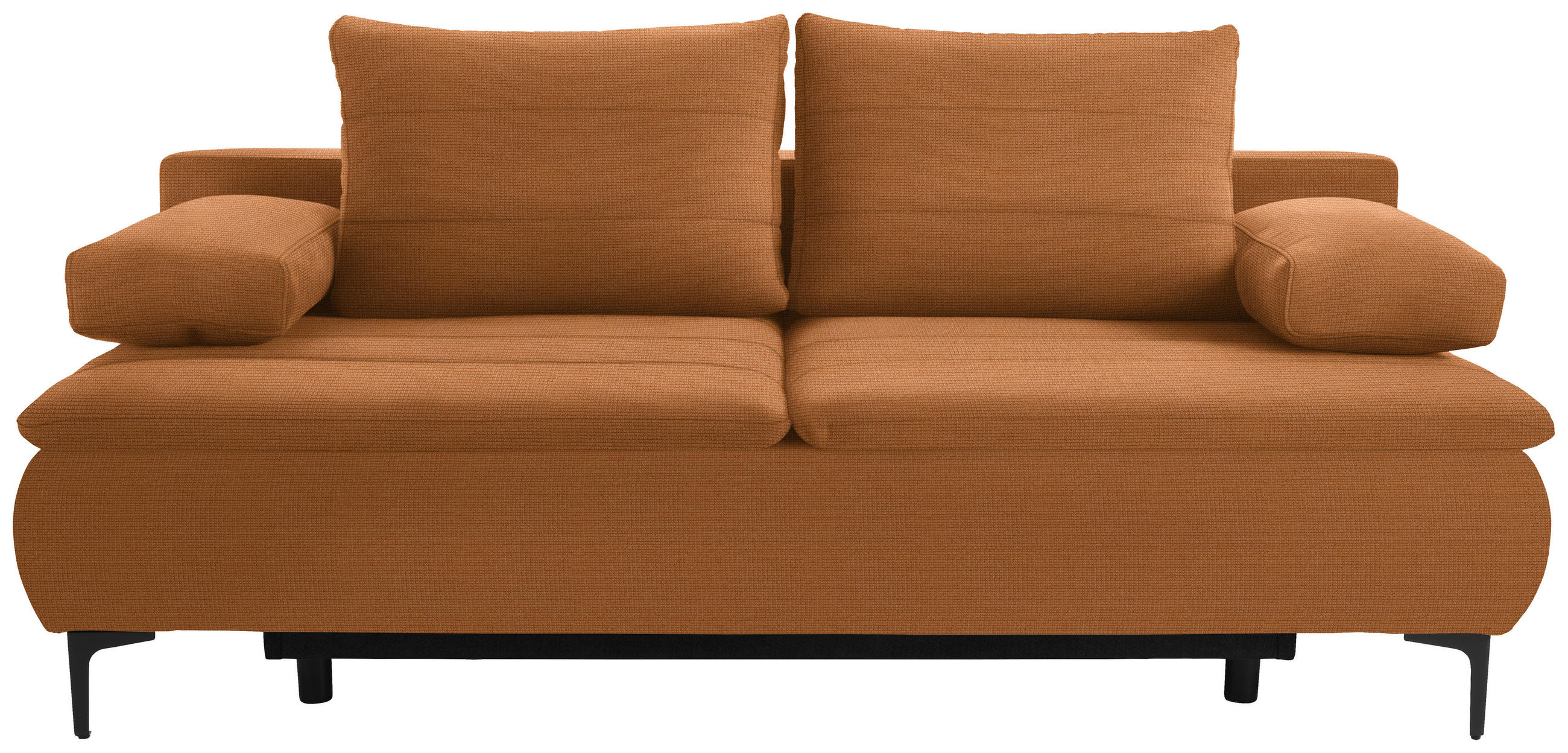 BOXSPRINGSOFA Flachgewebe Rostfarben  - Rostfarben/Schwarz, KONVENTIONELL, Textil/Metall (204/93/100cm) - Novel