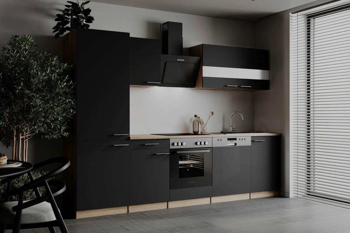 MODULKÖK 280 cm   i svart  - stålfärgad/svart, Basics, metall/trämaterial (280cm) - Respekta