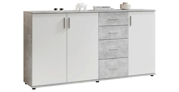 KOMMODE 160/82/35 cm in Grau, Weiß - Silberfarben/Weiß, KONVENTIONELL, Holzwerkstoff/Kunststoff (160/82/35cm) - Carryhome
