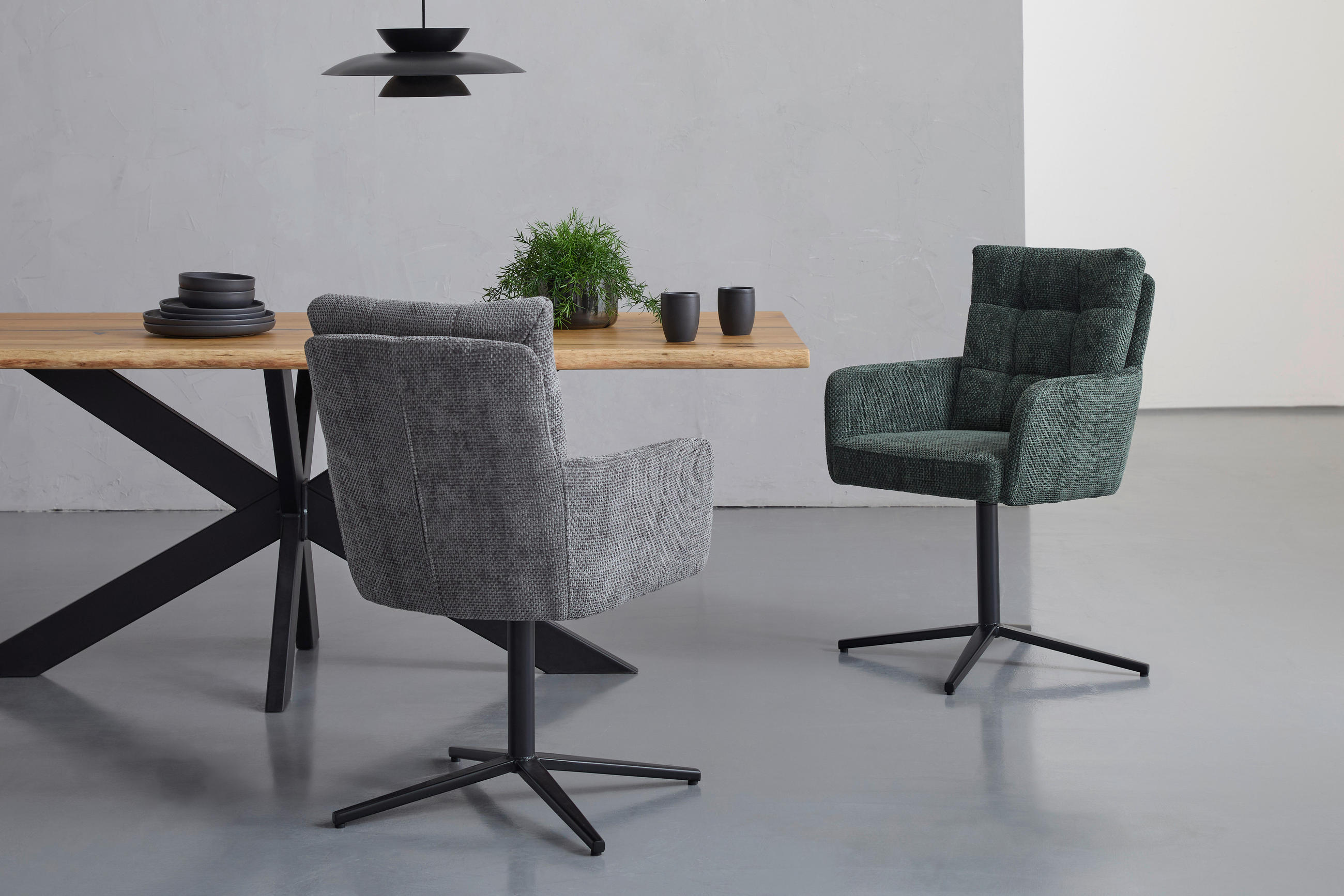 ŽIDLE S PODRUČKAMI, železo, žinylka, černá, tmavě zelená - černá/tmavě zelená, Design, kov/textil (61/91,5/66cm) - Stylife