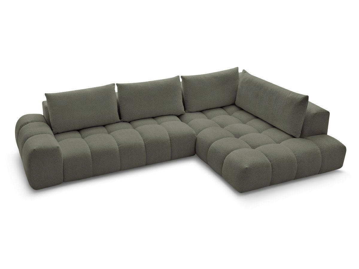 ECKSOFA Ottomane rechts  EVEREST Grün Flachgewebe  - Schwarz/Grün, MODERN, Kunststoff/Textil (352/210cm) - Livetastic