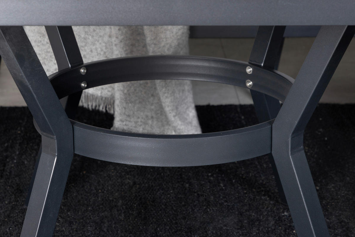 LOUNGEGARNITUR Aluminium  - Schwarz/Grau, KONVENTIONELL, Textil/Metall - Gardenson
